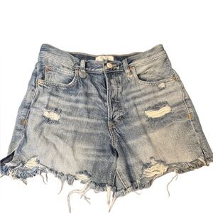 We The Free Light Blue Distressed Jean Shorts